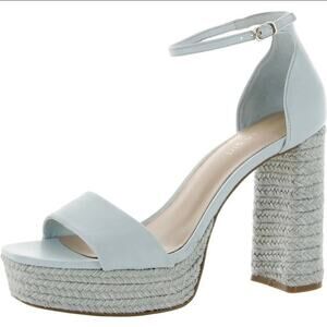 Madden Girl Omega Blue Faux Leather Platform Sandal Ankle Strap Heels NWOT